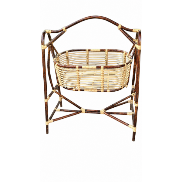 Freestanding Cane Baby Cradle